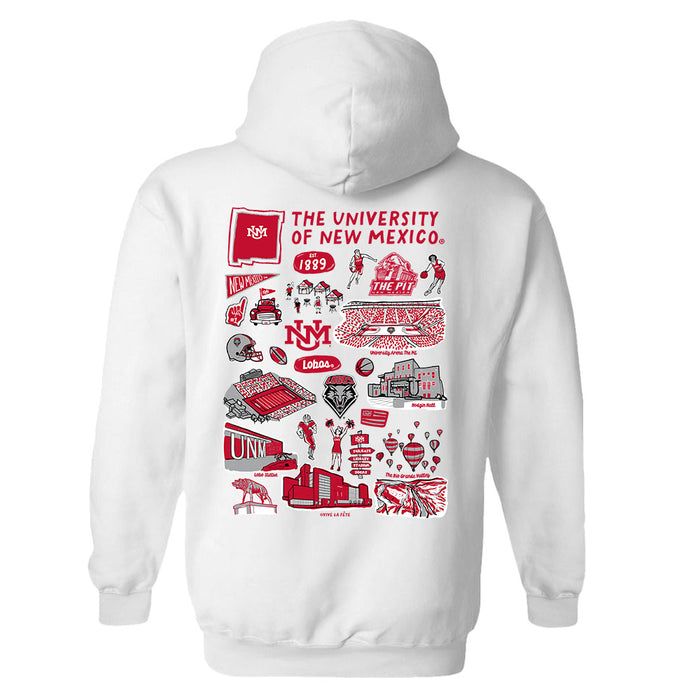 New Mexico Lobos UNM Hand Sketched Artwork Cotton Fleece Women Hoodie - Vive La Fête - Online Apparel Store