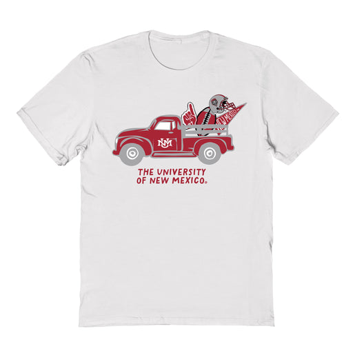 New Mexico Lobos UNM Hand Sketched Vive La Fete Impressions Truck White T-shirt for Women