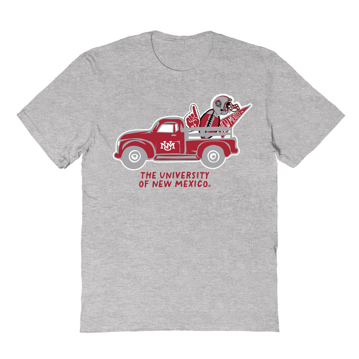 New Mexico Lobos UNM Hand Sketched Vive La Fete Impressions Truck Grey T-shirt for Women