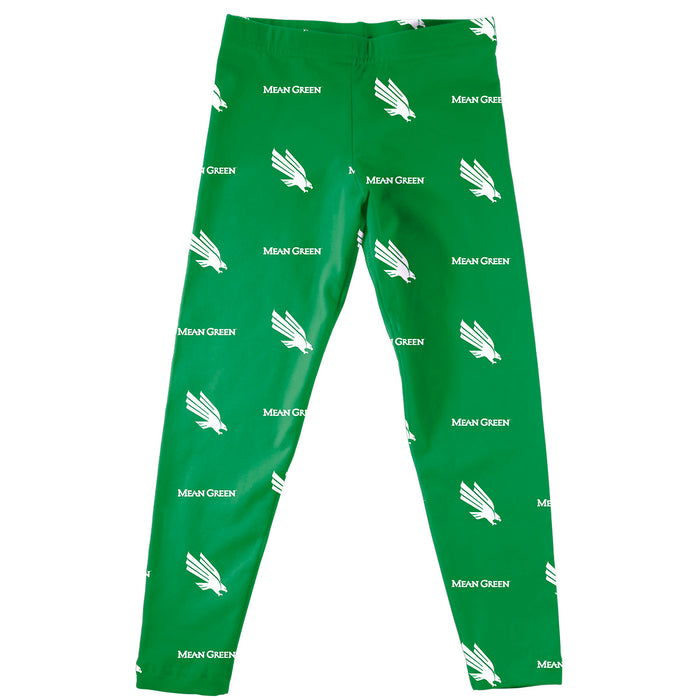 North Texas Mean Green Vive La Fete Girls Game Day All Over Logo Elastic Waist Classic Play Green Leggings Tights