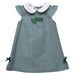 North Texas Mean Green Embroidered Hunter Green Gingham A Line Dress