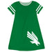North Texas Mean Green Vive La Fete Girls Game Day Short Sleeve Green A-Line Dress with large Logo