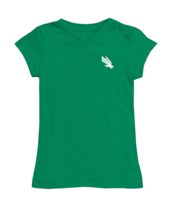 North Texas Mean Green Hand Sketched Vive La Fete Impressions Artwork Green Girls Cotton Short Sleeve Tee