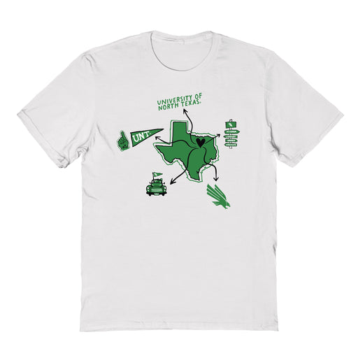 North Texas Mean Green Hand Sketched Vive La Fete Impressions Icones Kids White T-shirt