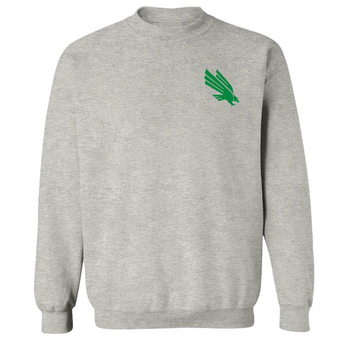 North Texas Mean Green Hand Sketched Vive La Fete Impressions Artwork Gray Crew Neck Sweatshirt for Women