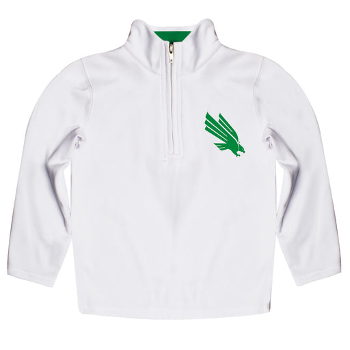 North Texas Mean Green Vive La Fete Logo and Mascot Name Womens White Quarter Zip Pullover