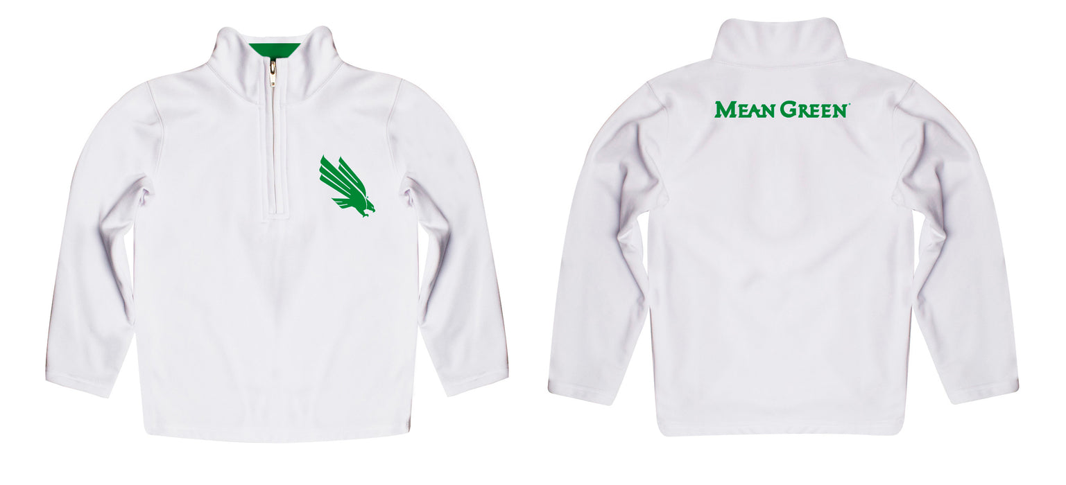 North Texas Mean Green Vive La Fete Logo and Mascot Name Womens White Quarter Zip Pullover - Vive La Fête - Online Apparel Store