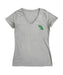 North Texas Mean Green Hand Sketched Vive La Fete Impressions Artwork Grey Women Cotton Short Sleeve V-Neck Tshirt