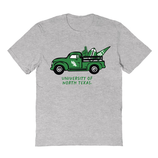 North Texas Mean Green Hand Sketched Vive La Fete Impressions Truck Grey T-shirt for Women