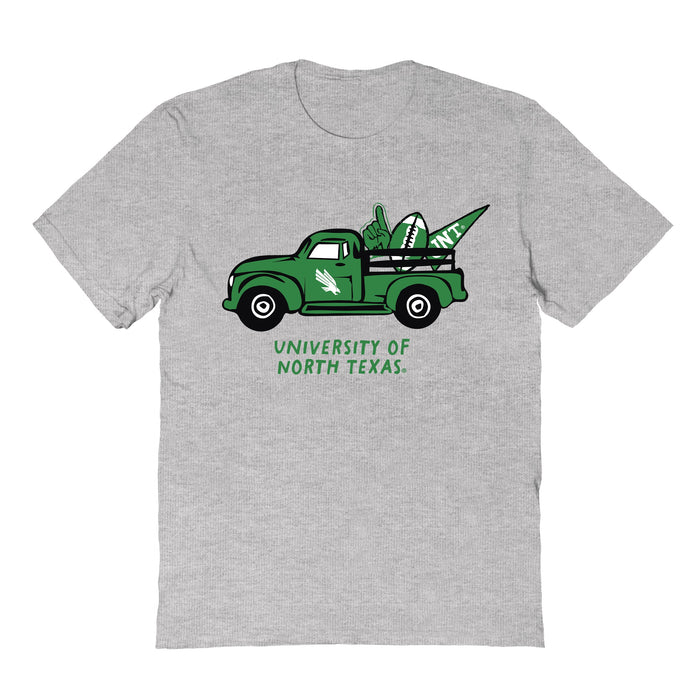 North Texas Mean Green Hand Sketched Vive La Fete Impressions Truck Grey T-shirt for Women