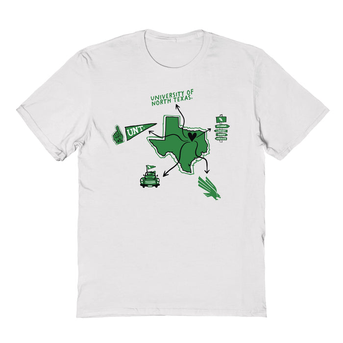 North Texas Mean Green Hand Sketched Vive La Fete Impressions Icones White T-shirt for Women