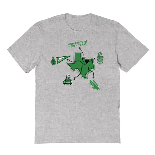 North Texas Mean Green Hand Sketched Vive La Fete Impressions Icones Grey T-shirt for Women