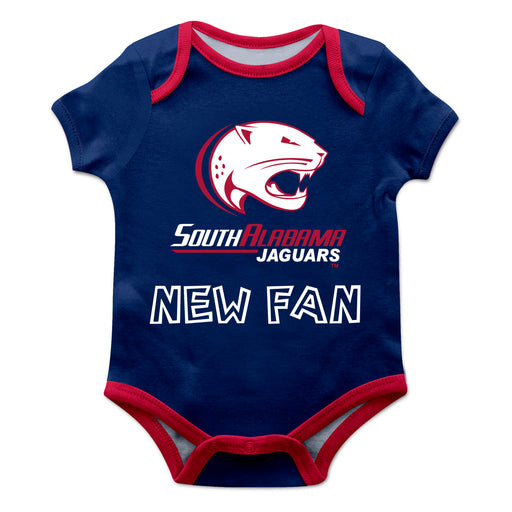 South Alabama Jaguars Vive La Fete Infant Game Day Blue Short Sleeve Bodysuit New Fan Logo and Mascot Bodysuit - Vive La Fête - Online Apparel Store