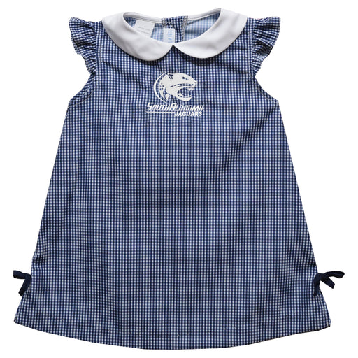 South Alabama Jaguars Embroidered Navy Gingham A Line Dress