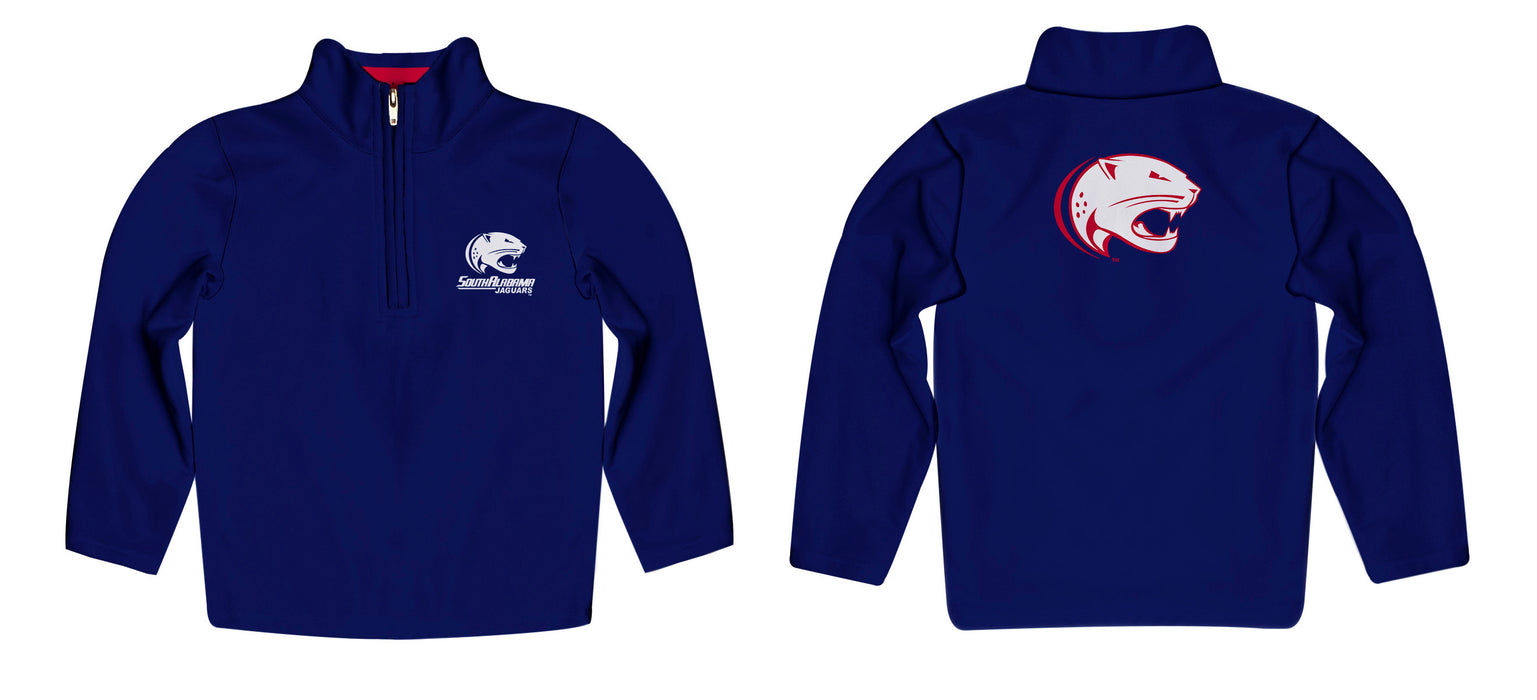 South Alabama Jaguars Vive La Fete Game Day Solid Blue Quarter Zip Pullover Sleeves - Vive La Fête - Online Apparel Store