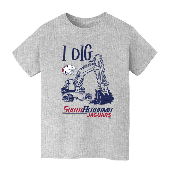 South Alabama Jaguars Vive La Fete Excavator Heather Grey Cotton Short Sleeve Tee