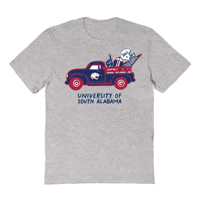 South Alabama Jaguars Hand Sketched Vive La Fete Impressions Truck Kids Grey Cotton T-shirt