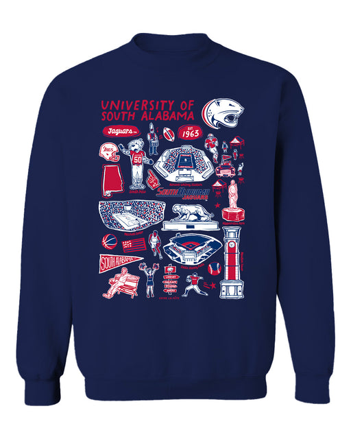 South Alabama Jaguars Vive La Fete Impressions Navy Cotton Crewneck Sweatshirt for Women