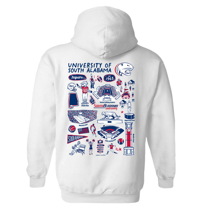 South Alabama Jaguars Hand Sketched Artwork Cotton Fleece Women Hoodie - Vive La Fête - Online Apparel Store