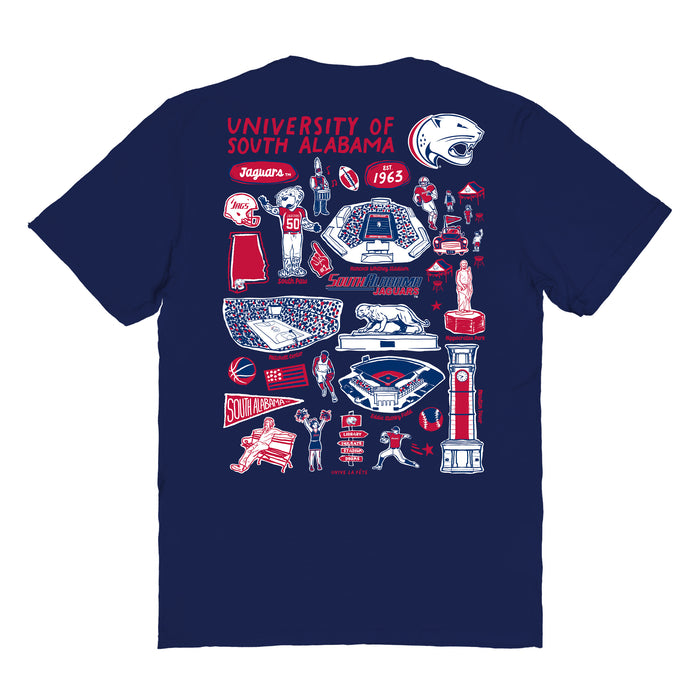 South Alabama Jaguars Vive La Fete Impressions Artwork Womens Cotton Tshirt - Vive La Fête - Online Apparel Store