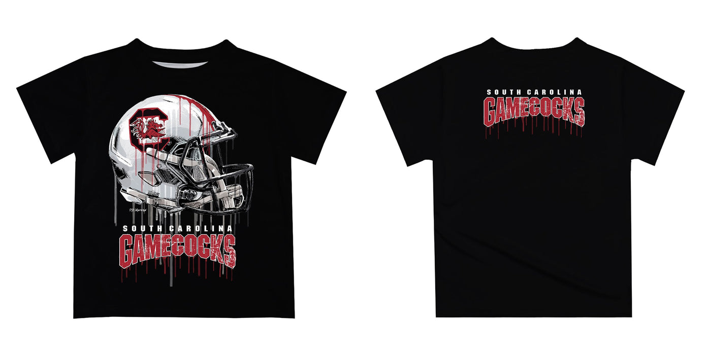 South Carolina Gamecocks Original Dripping Football Helmet Black T-Shirt by Vive La Fete - Vive La Fête - Online Apparel Store