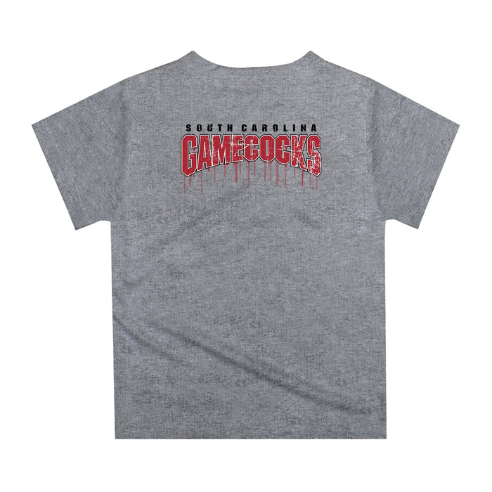 South Carolina Gamecocks Original Dripping Football Helmet Heather Gray T-Shirt by Vive La Fete - Vive La Fête - Online Apparel Store
