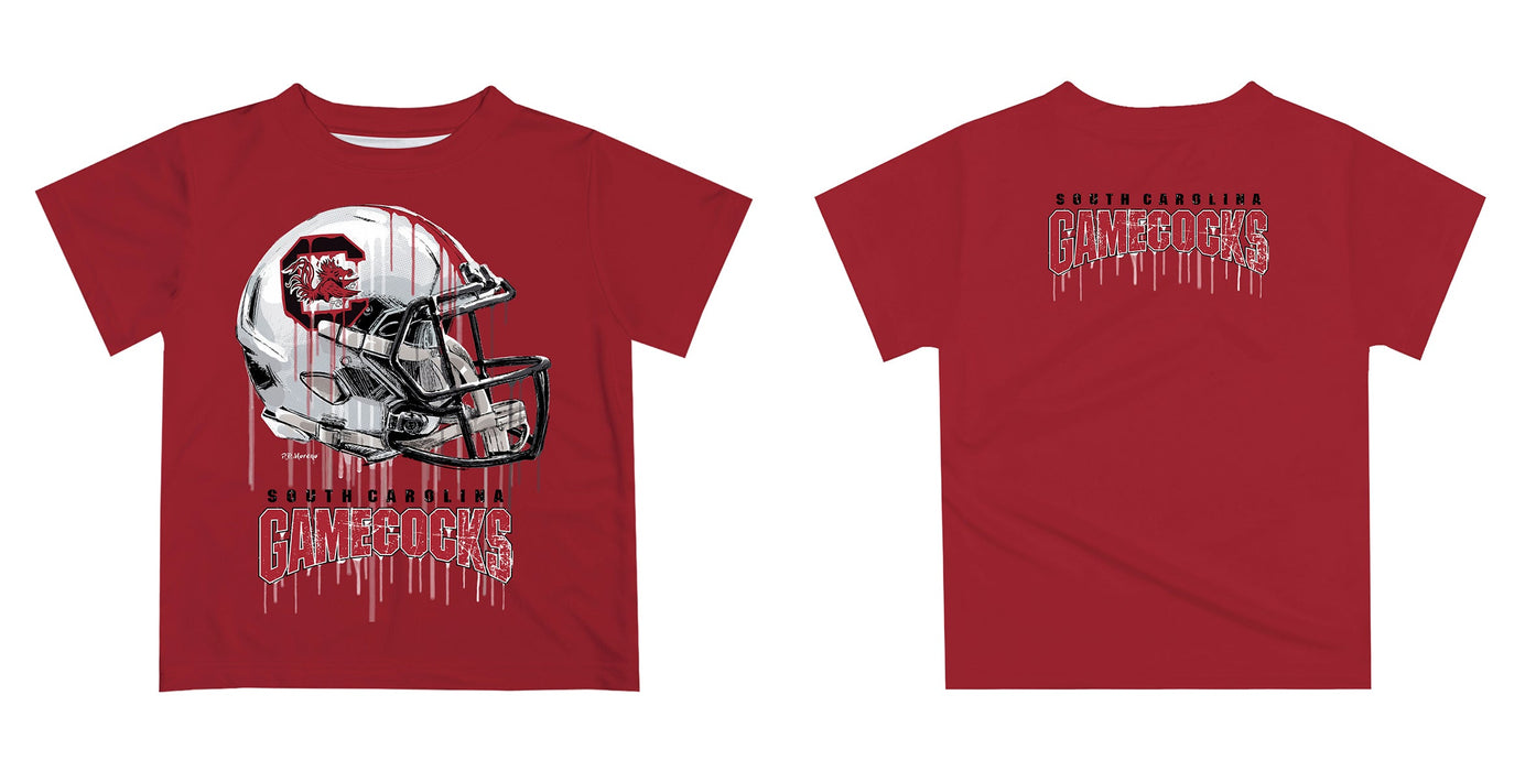 South Carolina Gamecocks Original Dripping Football Helmet Maroon T-Shirt by Vive La Fete - Vive La Fête - Online Apparel Store