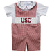 South Carolina Gamecocks Smocked Maroon Gingham Jon Jon And Short sleeve White Shirt