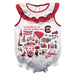 South Carolina Gamecocks  White Hand Sketched Vive La Fete Impressions Artwork Sleeveless Ruffle Onesie Bodysuit