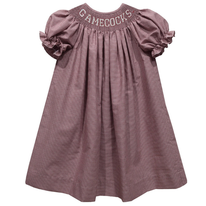 South Carolina Gamecocks Smocked Maroon Gingham Short Sleeve Bishop