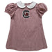 South Carolina Gamecocks Embroidered Maroon Gingham Short Sleeve A Line Dress