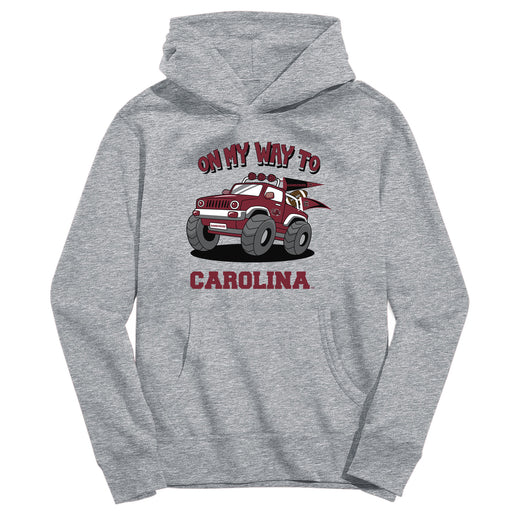 South Carolina Gamecocks On My Way Monster Truck Heather Grey Cotton Youth Hoodie