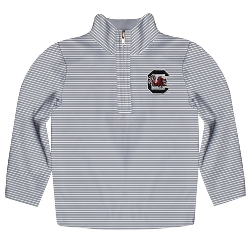 South Carolina Gamecocks Embroidered Gray Stripes Quarter Zip Pullover