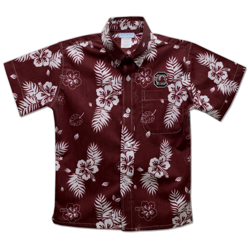 South Carolina Gamecocks Maroon Hawaiian Boys Short Sleeve Button Down Shirt - Vive La Fête - Online Apparel Store