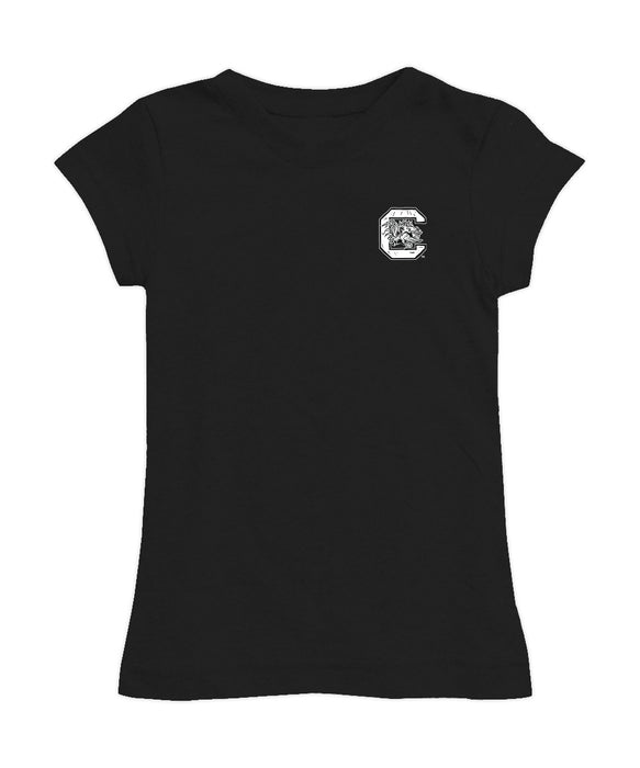 South Carolina Gamecocks Hand Sketched Vive La Fete Impressions Artwork Black Girls Cotton Short Sleeve Tee