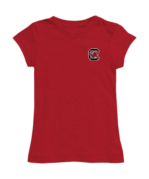 South Carolina Gamecocks Hand Sketched Vive La Fete Impressions Artwork Maroon Girls Cotton Short Sleeve Tee