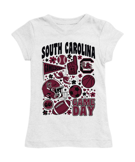 South Carolina Gamecocks Girl´s Fitted Cotton T-shirt White