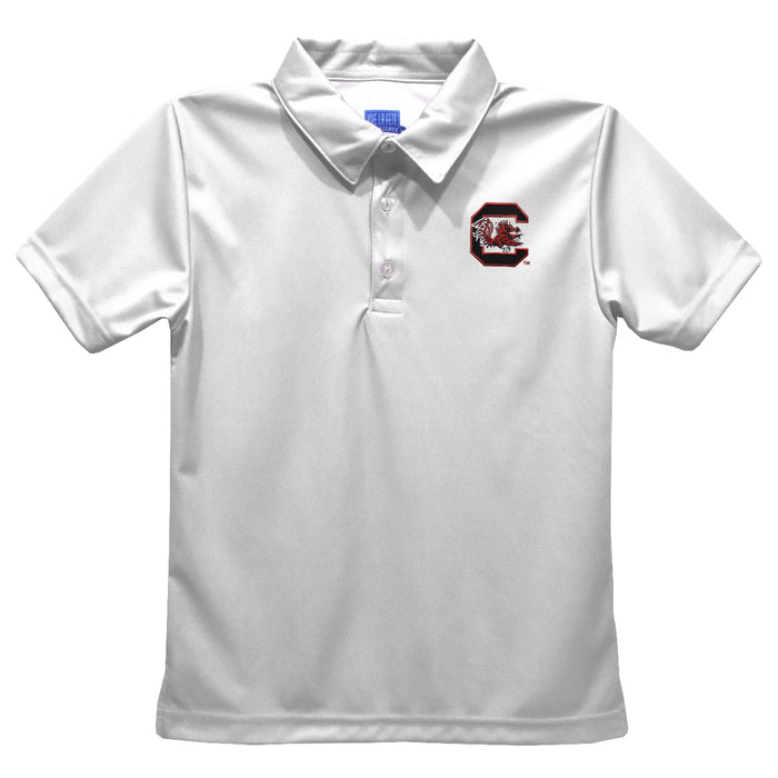 South Carolina Gamecocks Embroidered White Short Sleeve Polo Box Shirt - Vive La Fête - Online Apparel Store