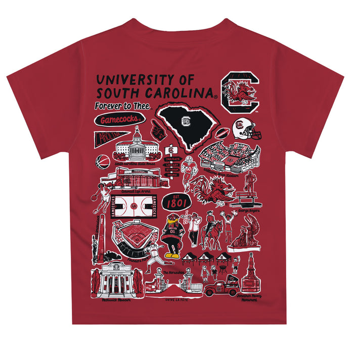 South Carolina Gamecocks Hand Sketched Vive La Fete Impressions Artwork Boys Garnet Short Sleeve Tee Shirt