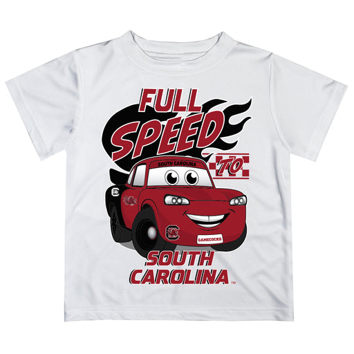 South Carolina Gamecocks Vive La Fete Toy Racing Car Boys Game Day White Short Sleeve Tee