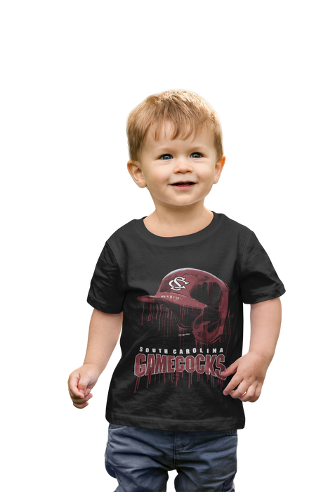 South Carolina Gamecocks Original Dripping Baseball Helmet Black T-Shirt Cotton by Vive La Fete - Vive La Fête - Online Apparel Store