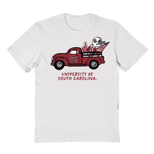South Carolina Gamecocks Hand Sketched Vive La Fete Impressions Truck Kids White Cotton T-shirt