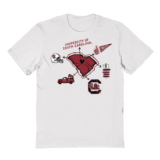 South Carolina Gamecocks Hand Sketched Vive La Fete Impressions Icones Kids White T-shirt