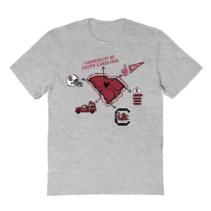 South Carolina Gamecocks Hand Sketched Vive La Fete Impressions Icones Kids Grey T-shirt