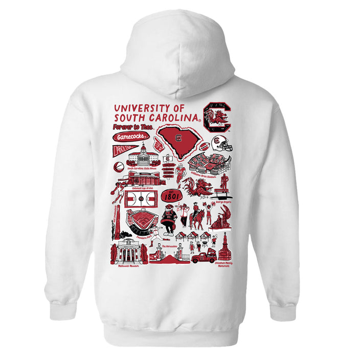 South Carolina Gamecocks Hand Sketched Vive La Fete Impressions Red Hoodies for Women - Vive La Fête - Online Apparel Store