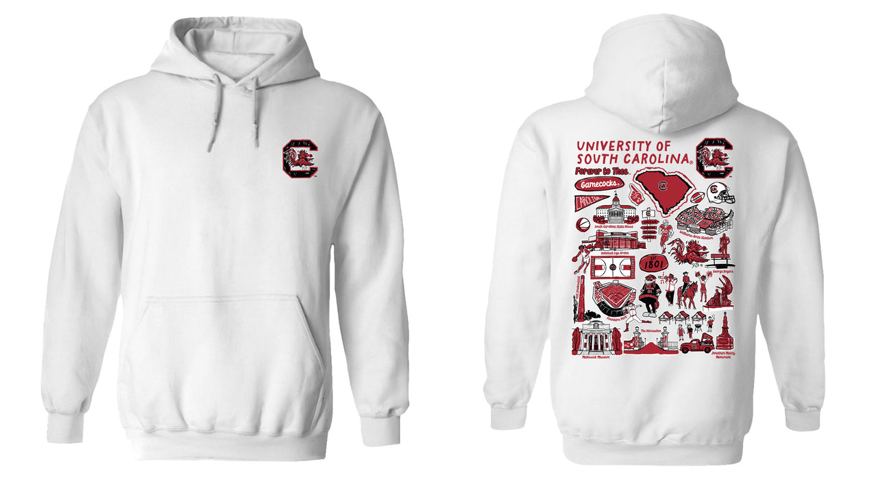 South Carolina Gamecocks Hand Sketched Vive La Fete Impressions Red Hoodies for Women - Vive La Fête - Online Apparel Store