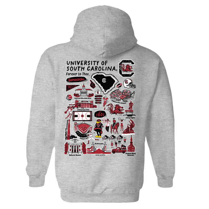 South Carolina Gamecocks Hand Sketched Vive La Fete Impressions Red Hoodies for Women - Vive La Fête - Online Apparel Store