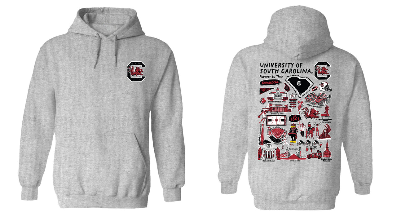 South Carolina Gamecocks Hand Sketched Vive La Fete Impressions Red Hoodies for Women - Vive La Fête - Online Apparel Store
