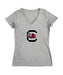 South Carolina Gamecocks Women's V-neck Fitted Cotton T-Shirt Grey