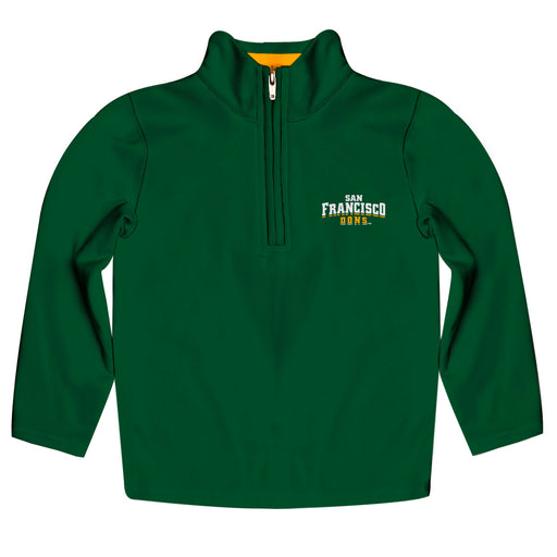 University of San Francisco Dons USF Vive La Fete Game Day Solid Green Quarter Zip Pullover Sleeves